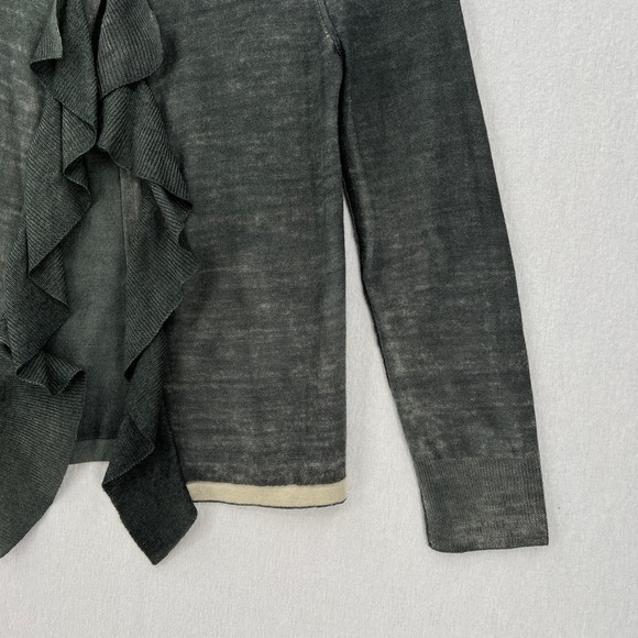 JUICY COUTURE Cardigan Sweater Womens XS Gray Merino Wool Ruffle One Button - Picture 6 of 16